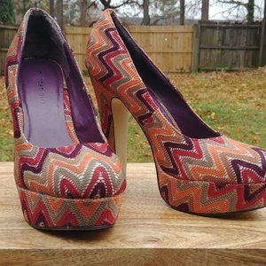 Chevron Print Platform Heel
